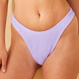Wild Fable Lilac Purple Bikini Bottom Textured Mid Rise High Leg Cheeky Size XS